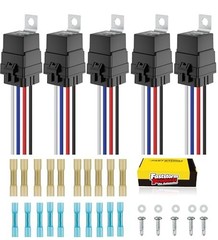 5 Pack Waterproof 12V DC 40/30AMP 4-Pin SPST Relay with Heavy Duty Tinned Copper