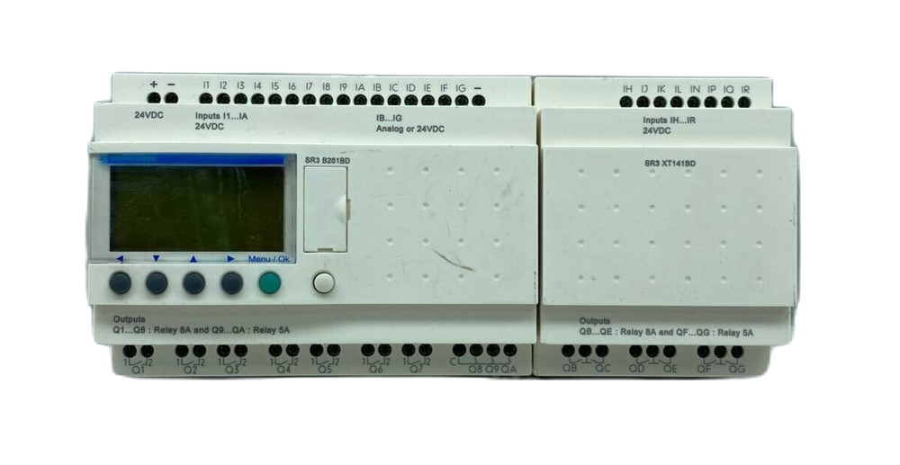 SCHNEIDER ELECTRIC ZELIO LOGIC SR3 B261BD SMART RELAY WITH SR3 XT141BD I/O