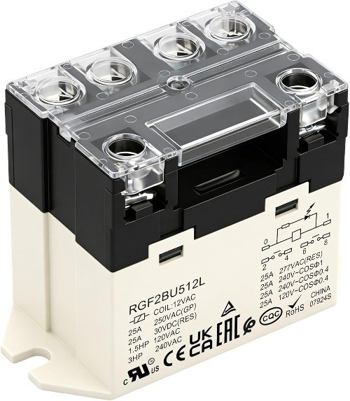 General Purpose Relay RGF2BU512L 25A 12VAC Coil 6Pin DPST NO LED Indicator
