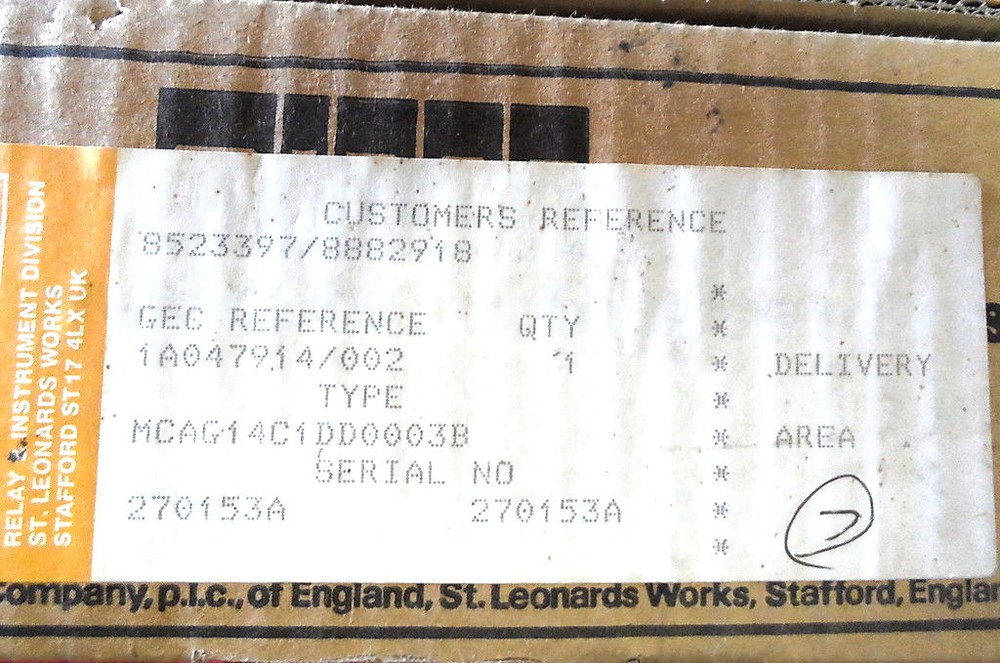 GEC MIDOS ALSTOM *NEW* MCAG14C1DD0003B PROTECTIVE RELAYS MCAG (2F3)