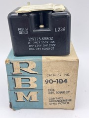 NOS RBM Controls 90-104 Relay Contactor 24V Coil 129115-6880Z SPNO HVAC w/ Box