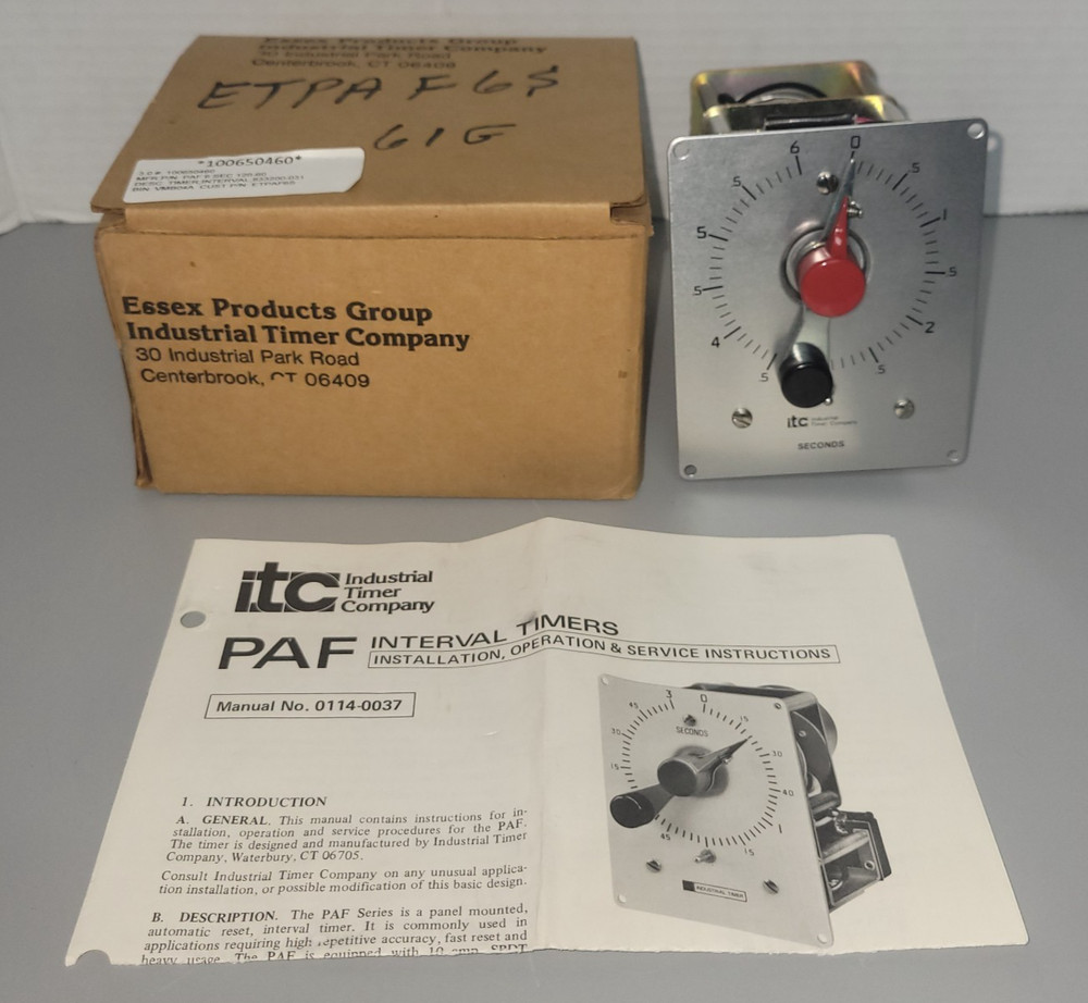 Industrial Timer Co ITC PAF-6S – 6 Second Interval/Delay Timer (B641)
