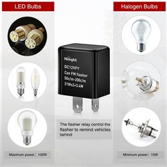Nilight 4PCS Flasher Relay Adjustable 2 Pin Electronic Blinker Relay 12V Fixes M