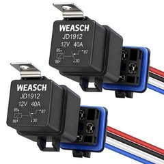 2 Pack Waterproof Relay Kit, 12V 40A, 4 Pin SPST, Heavy Duty 14 AWG Tinned Co…