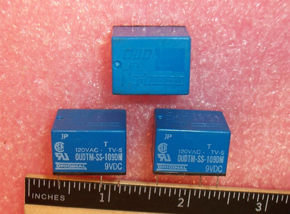QTY (5) OUDTM-SS-109DM ORIGINAL SPST 9Vdc 5A PCB MOUNT RELAYS