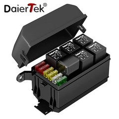 12V Relay Box 6 Slots Relay Block 6 Way ATC/ATO Fuse Relay Box Fuse Block