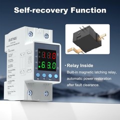 Multifunctional Over/Under Voltage Protector, 120VAC 63A, Current & Voltage A…