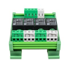 Relay Board, Relay Module 4 Channel 1 SPDT DIN Rail Mount 24V DC/AC, Interfac…