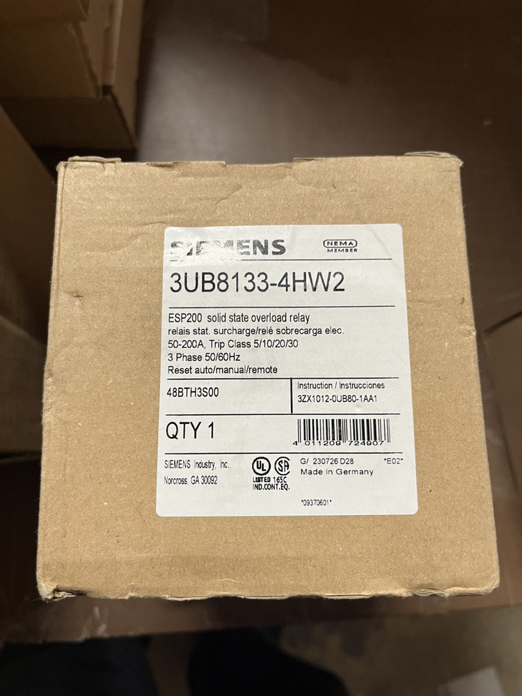 NEW 3UB8133-4HW2 Siemens Solid State Overload Relay IN BOX
