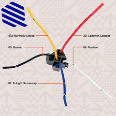Bosch Style 5-Pin 12V Relay Harness Kit SPDT 30/40 Amp Interlocking Harness 6 PC