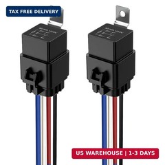 2 Pieces 40/30 Amp Waterproof Relay Switch 12AWG Harness Set – 12V DC 4-Pin S…