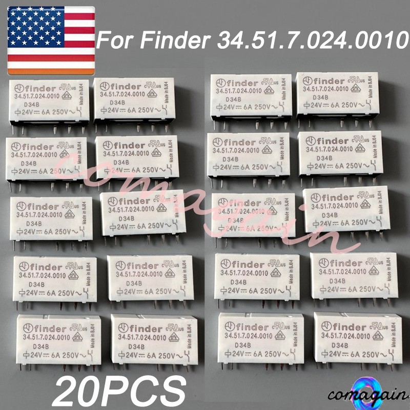 20* Power Relay For Finder 34.51.7.024.0010 24VDC 6A 34.51.24VDC 5Pins SPDT US