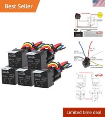 30/40 AMP Relay Harness – 5 Pack, White, Black, Yellow, Impact Resistant