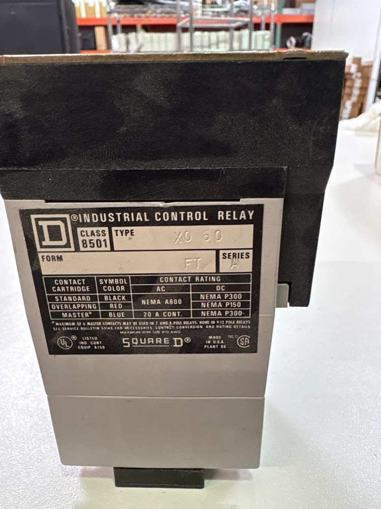 Square D 8501X060 Industrial Control Relay Class 8501 Type X0 60 – Used