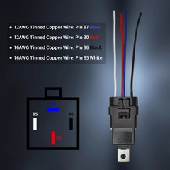 4-PIN 40/30 AMP 12 V DC Waterproof Relay Kit Harness Socket – Heavy Duty 12 AWG