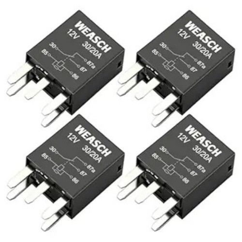 4 Pack 5-Pin High Power Relay, DC 12V 30A, Item Package Quantity: 4Size: 5-Pin
