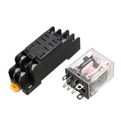 JQX-13FL AC 240v Coil 8 Screw Pins 35mm DIN Rail Red Light Power Relay w Socket