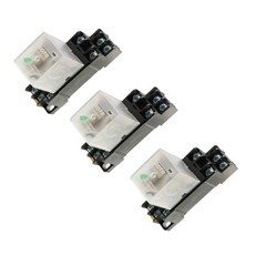 3Pcs HH52P DC24V Coil Voltage 8Pin DPDT Power Electromagnetic Relays with Socket