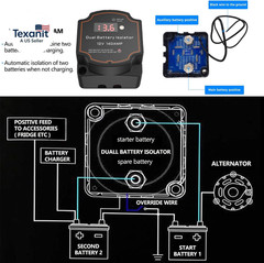 3M Split Charge Relay Kit,12V 140Amp Smart Dual Battery Isolator Kit Manual/Auto