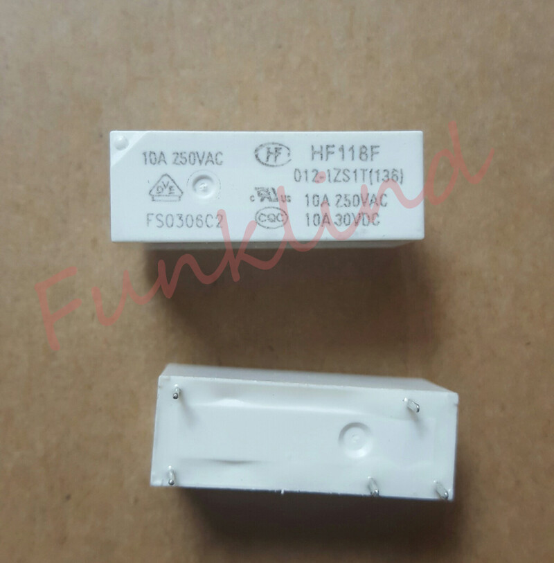 HF118F-012-1ZS1T(136) High Power Relay 12VDC 10A 5 Pins x 20PCS NEW