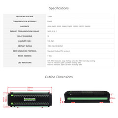 Modbus RTU 32-Ch Relay Module, RS485 Interface, with Multiple Isolation Protecti