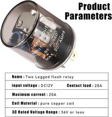 LED Flasher Relay, 12V Heavy Duty 2 Pin Electronic Turn Signal Light Relay, Two