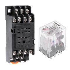 HH54P AC 24V Coil 4P4T 14 Pin Electromagnetic Power Relay Red LED with socket