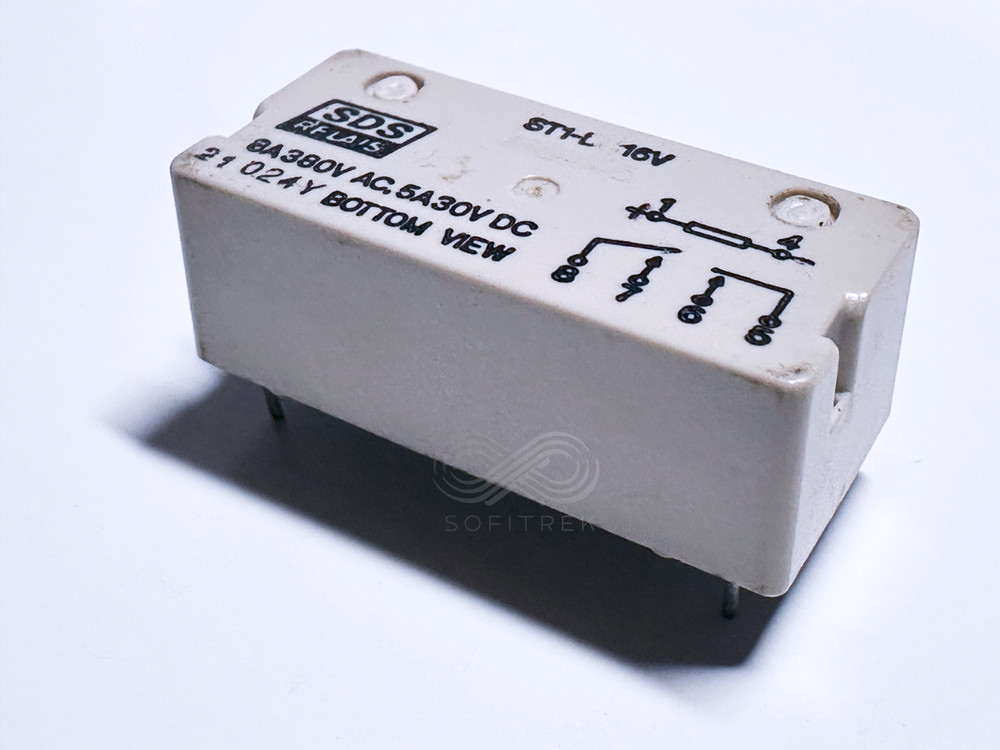 ST1-L DC16V SDS RELAIS PCB Power Relay 16VDC 8A 380VAC Latching DPST-NO/NC 6-Pin