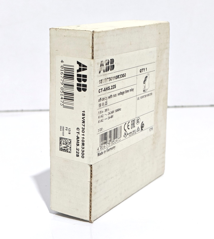 ABB CT-AHS.22S 1SVR730110R3300 OFF DELAY WITH AUX TIME RELAY 0.05S-300H