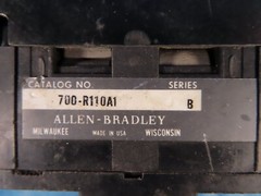ALLEN BRADLEY ELECTRICALLY HELD RELAY BUL 700 TYPE R 700-R110A1 SER. B 1YEAR WAR