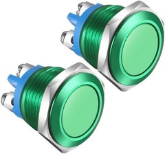 2PCS 16mm 3A 12V 24V 36V DC 110V 250VAC 1NO SPST Momentary Pu Size: 16mm-Green