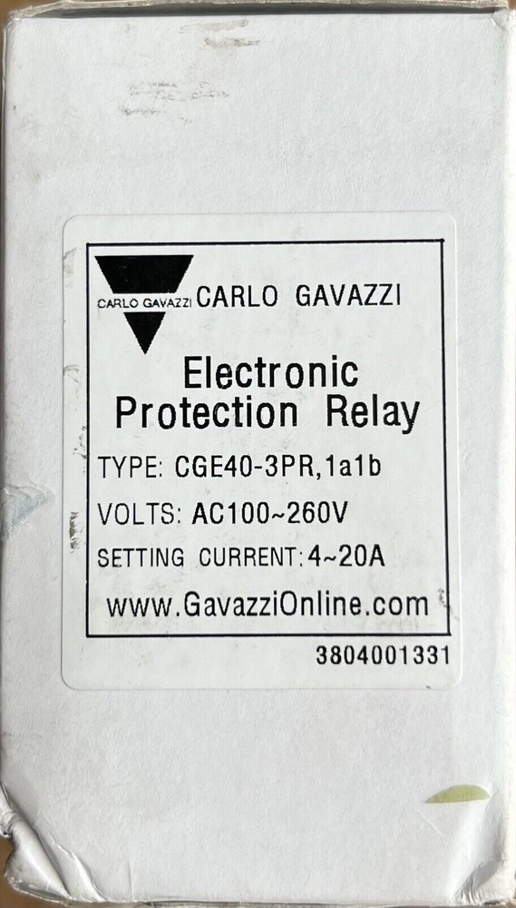 CGE40-3PR Carlo Gavazzi Electronic Overload Relay CGC Contactor CC SSOLR 3PR 40A