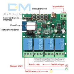 4 Channel 433MHz Relay Switch Module Tuya Smart WIFI Remote Control Receiver