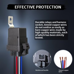 2PCS 4-PIN 40/30 AMP 12 V DC Waterproof Relay Kit Harness Socket – Heavy Duty…