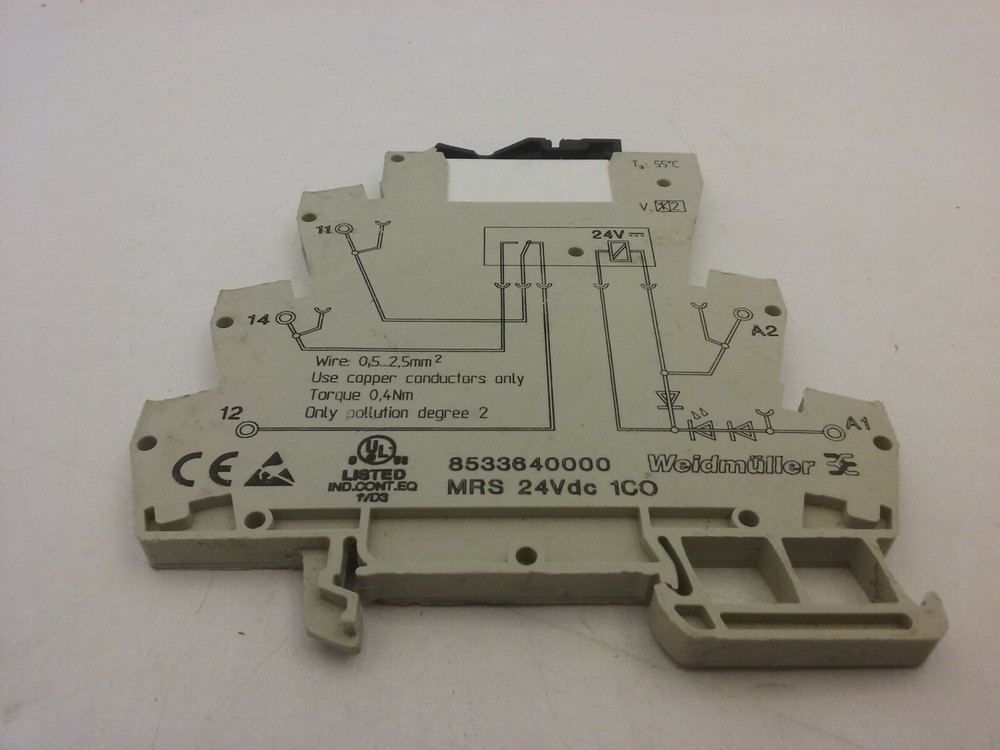 WEIDMULLER 8533640000 RELAY MODULE 24VDC 1CO CONTACT DIN RAIL MOUNT W/RSS112024