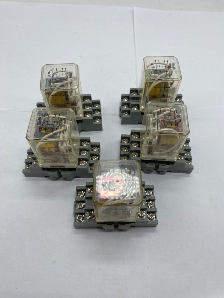 Westinghouse relays/socket bulk lot qty 5, MR3S relay 120vac coil, 8 pin round