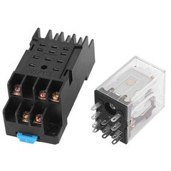 HH53P-L 11Terminal 3PDT DIN Rail Red Light Power Relayw Socket Coil AC110V 35