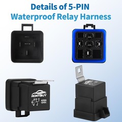5-Pin Waterproof Relay Kit 40/30 AMP 12V Relay Switch with Harness Heavy Duty 12