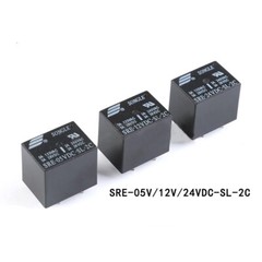 SRE-05V 12V 24VDC-SL-2C 3A 4137 Mini Power Relays 5V/12V/24V DC 8-Pins Black