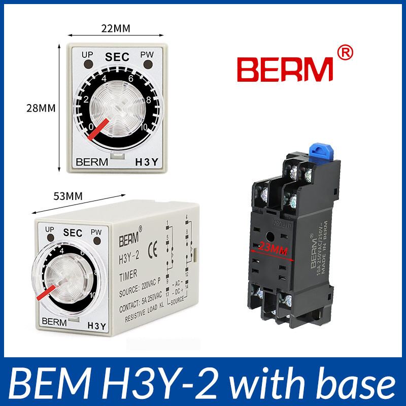 H3Y-2/-4 AC220V DC24V DC12V Power On Timer Time Delay Relay Socket Base 1s~60Min