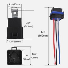 2 Pack Waterproof Relay Kit 12V 40A 4 Pin SPST Heavy Duty 14 AWG Tinned Co