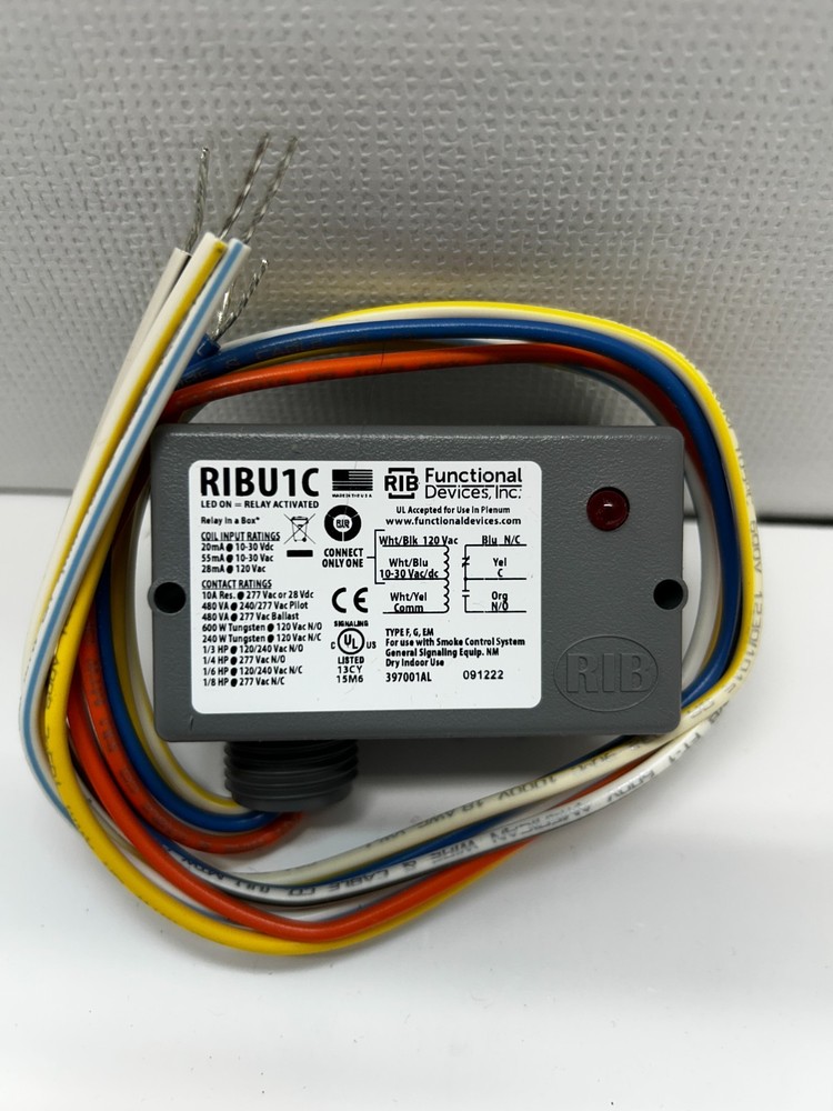 RIB Functional Devices RIBU1C Enclosed Relay SPDT 10Amp 120Vac 10-20 Vac/dc