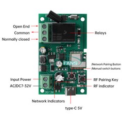 1-CH Smart Relay Switch Module AC/DC 7-32V Type-C eWelink APP /RF 433MHZ Control