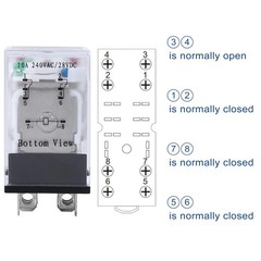 2PCS Electromagnetic Power Relay 8-Pin 10A 24V DC Relay Coil with Socket Base