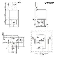 Auto Relay U1914 14AWG Wire Harness 12V DC 30/40A SPDT 5Pin 2 Pack Kit Unit
