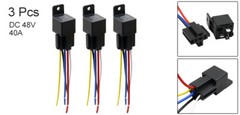 THREE JD-2912 5 Pin DC 48V 40A Universal Car Fuse Relay Switch Power w/Harness