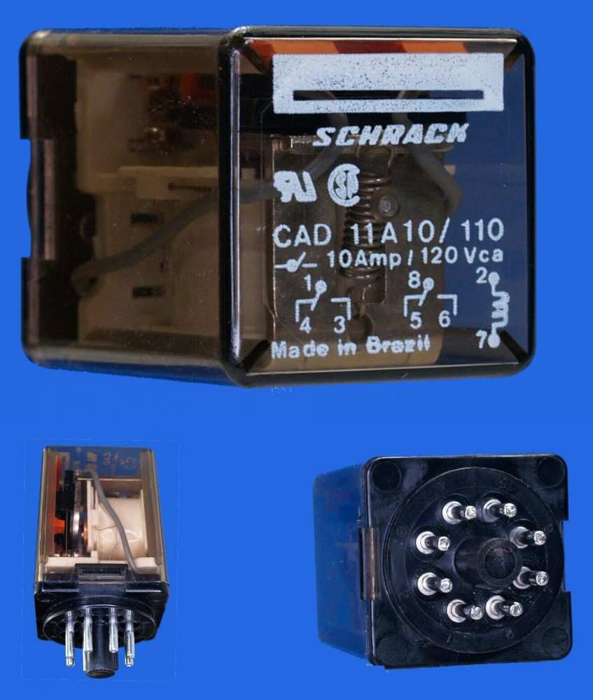 TE Connectivity (TE) Schrack 8 pin Relay CAD 11A10/110 to 120 VAC Coil DPDT NEW