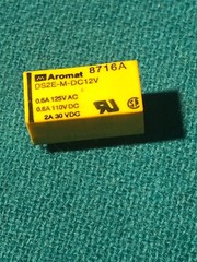 Relay DPDT, pcb mount, 12VDC non latching, 0.6A @ 125VAC, new