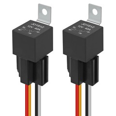 2Pcs Car Relay Harness 12V 40A SPST 4 Pin Kit 12AWG Wires with Built-in Diode Wa