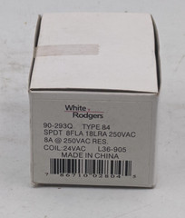 White Rodgers 90 293Q Fan Relay Type 84 SPDT 250VAC 8FLA 18LRA New